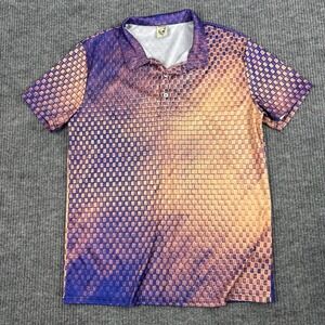Hardaddy Polo Shirt Mens M Purple Orange Geometric Ombre Short Sleeve Golf Club